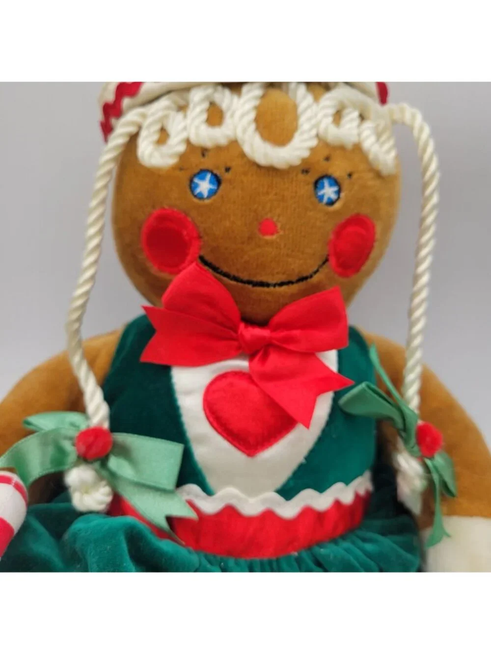 Target Christmas Gingerbread Girl Lot of 2 Plush Vintage 1990 Candy Cane Dress
